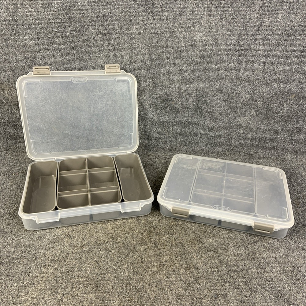 Sterilite Divided Case 13 3/8" X10 3/4 X 2 1/2" Gray 8 Compartment 1402 Set of 2
